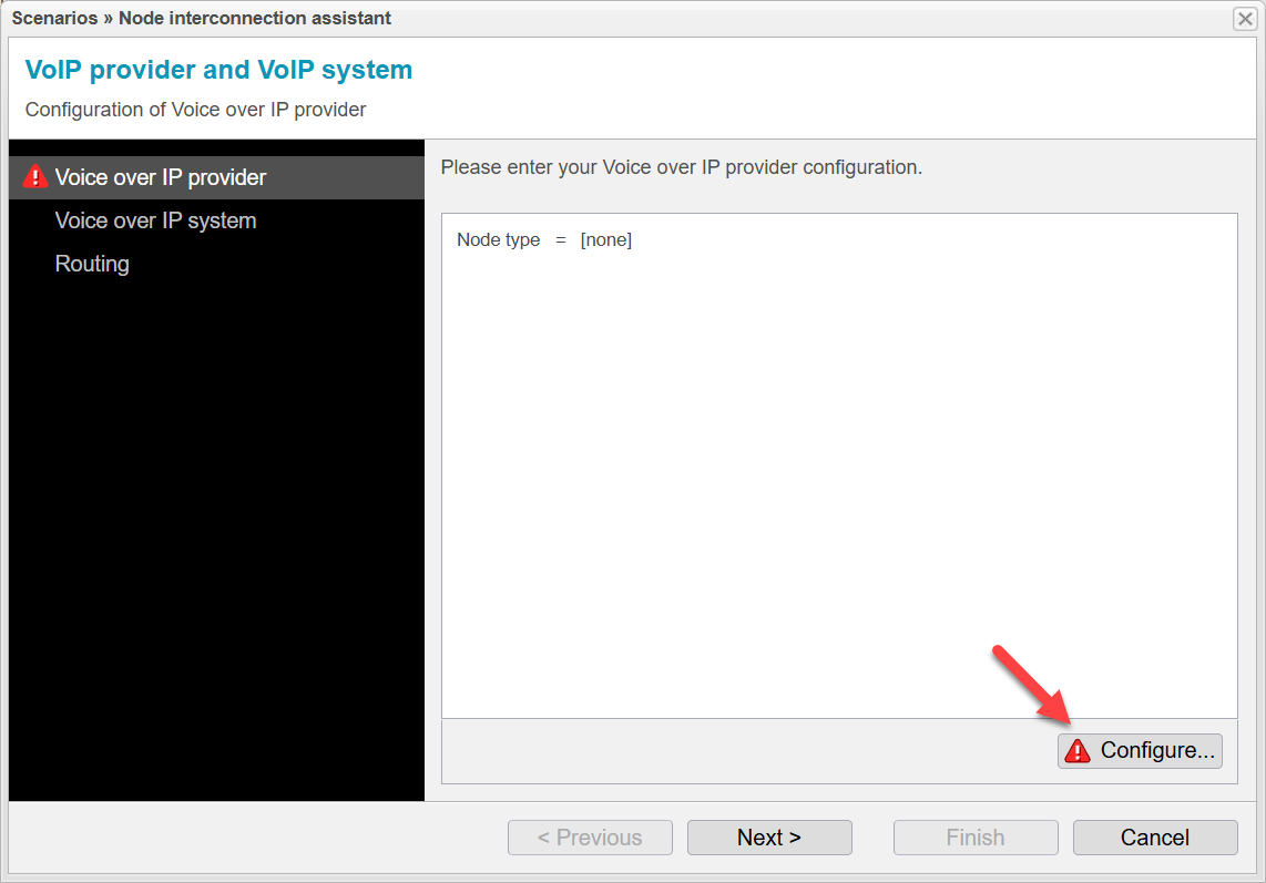 Screenshot: Selected anynode Scenario Wizard for a XCAPI and a VoIP provider relationship