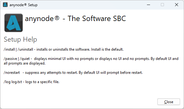 Screenshot: anynode – The Software SBC setup help