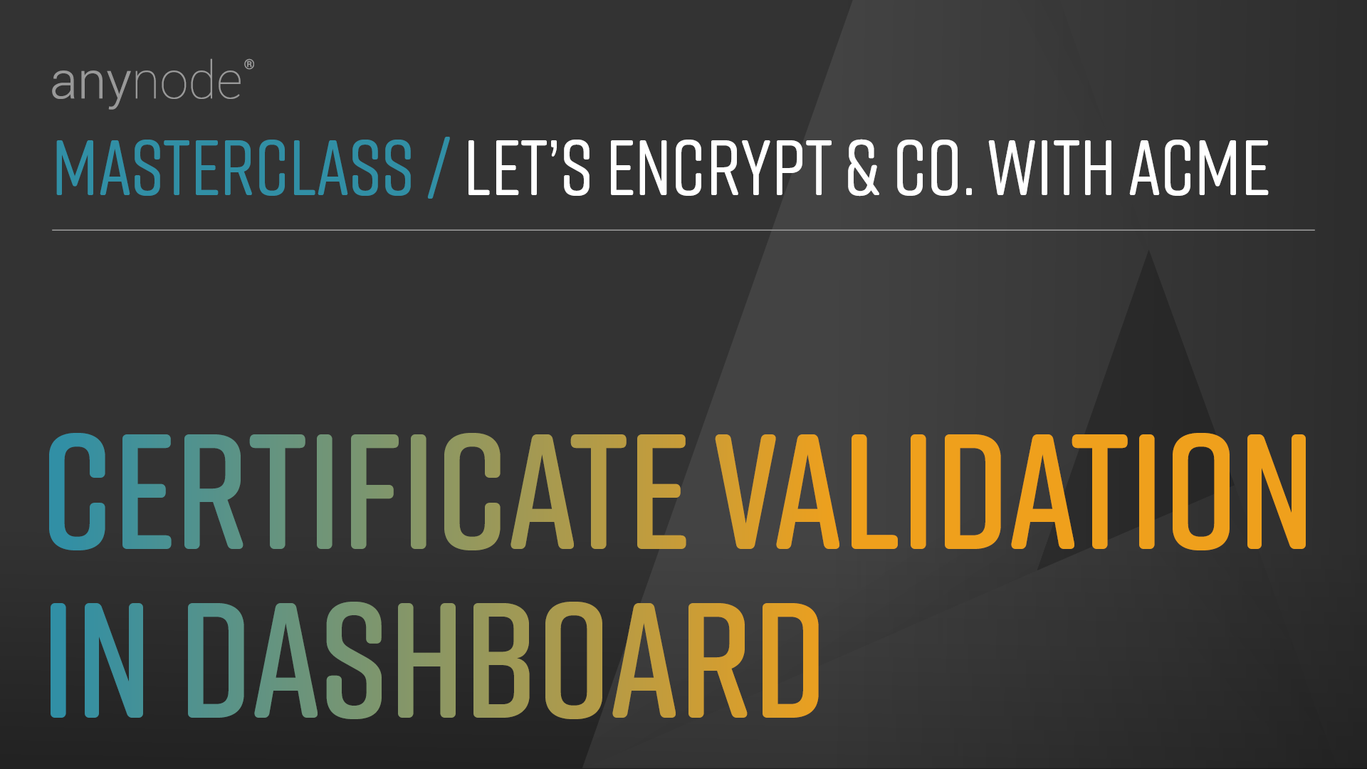 Video: Equip an existing node with an ACME certificate retrieval from Let's Encrypt, ZeroSSL or GoDaddy in anynode – The Software SBC. 