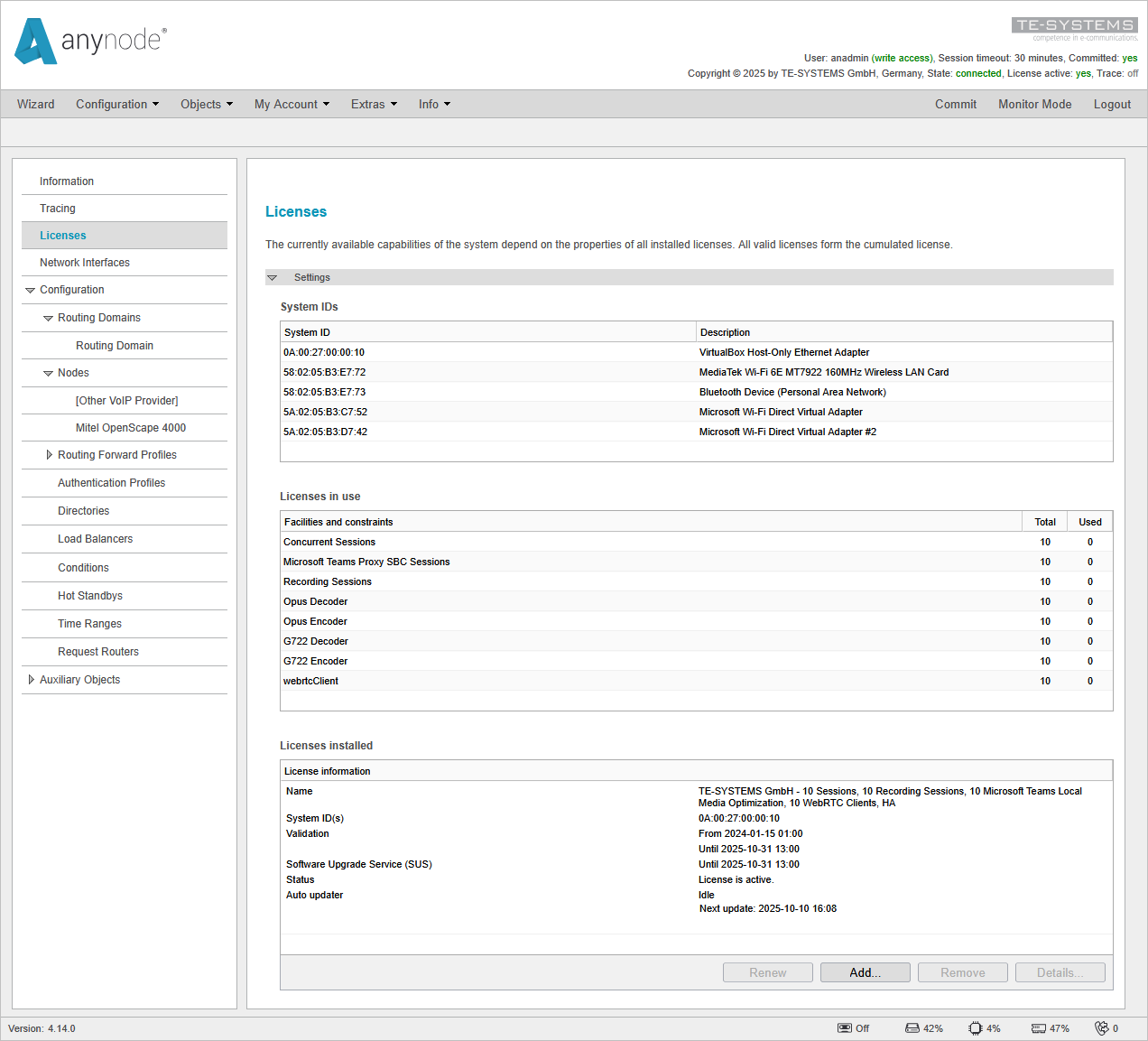 anynode-mitel-os4k-v11-configuration-check-licenses