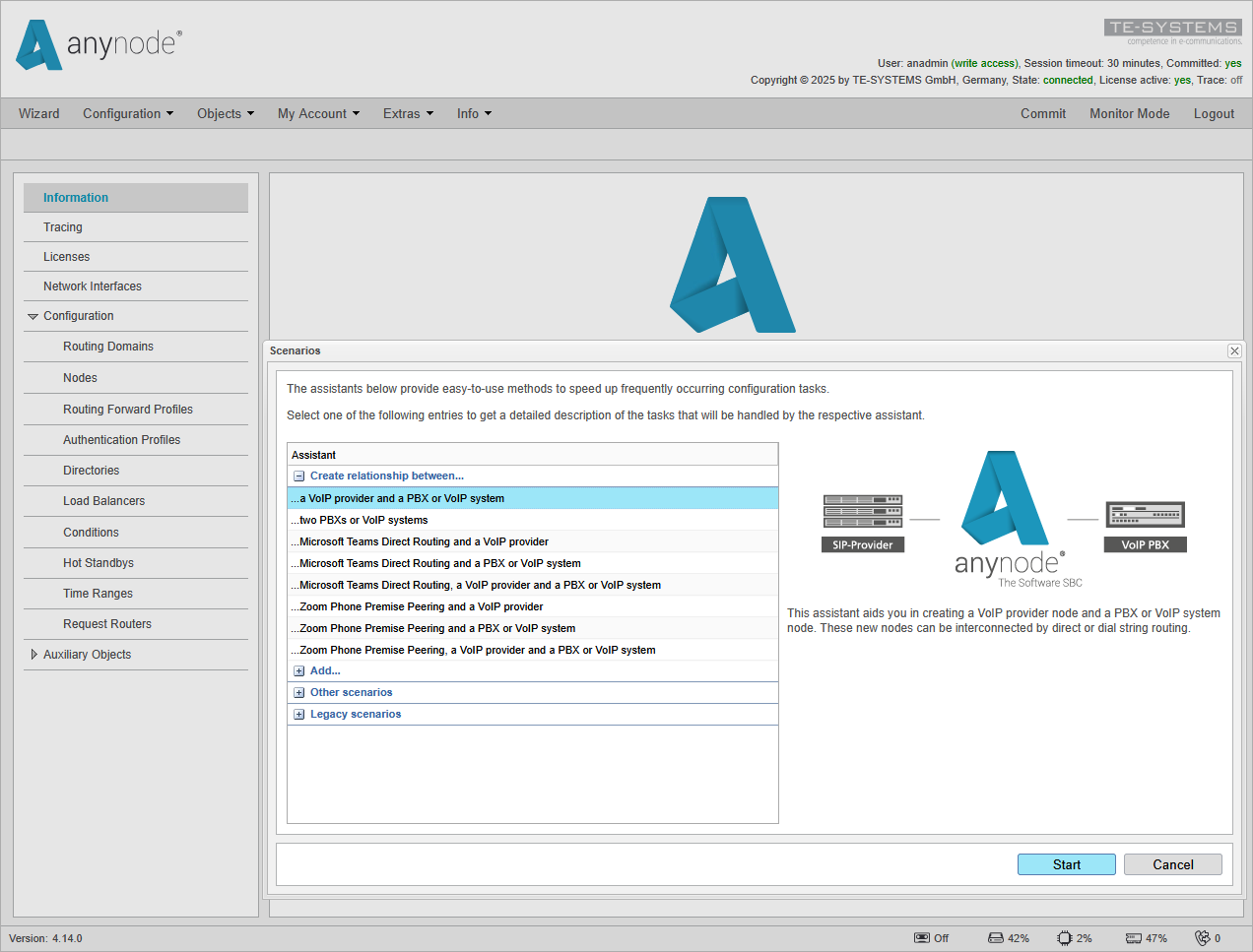 anynode-mitel-os4k-v11-wizard-select-scenario