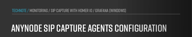 Graphic: How to configure anynode’s SIP Capture Agents to send HEP data to the Homer 10 monitoring stack for SIP analysis.