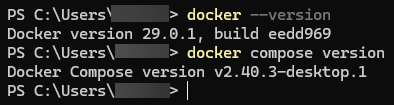 Screenshot: Docker verification with Windows PowerShell 