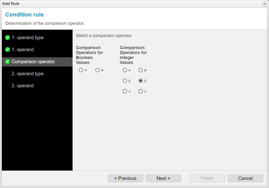 Screenshot: anynode – The Software SBC frontend showing condition assistant with add rule function and comparison operator.